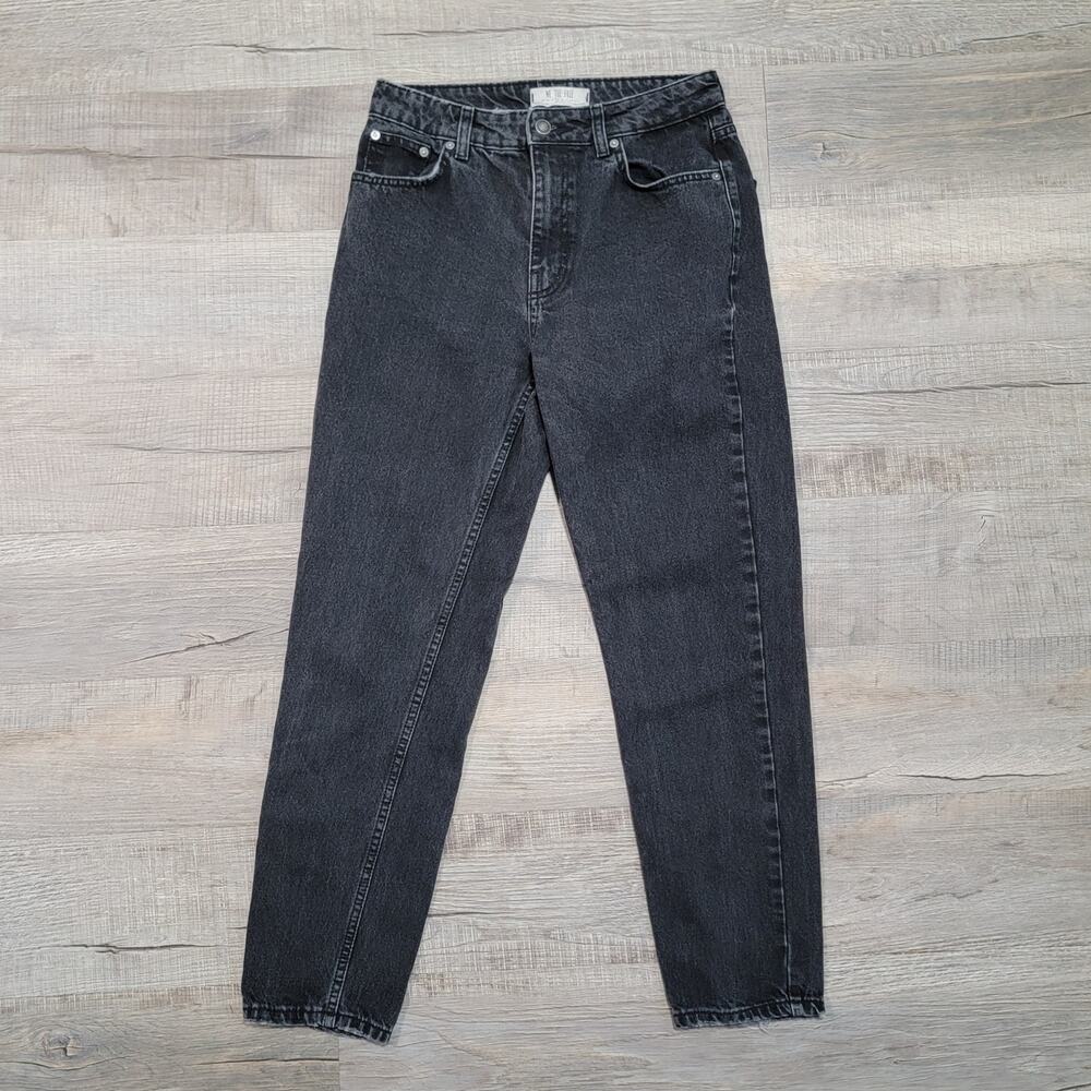 Free People Straight Leg Slouchy Relaxed Fit Denim Jeans Size 27 Black Ankle